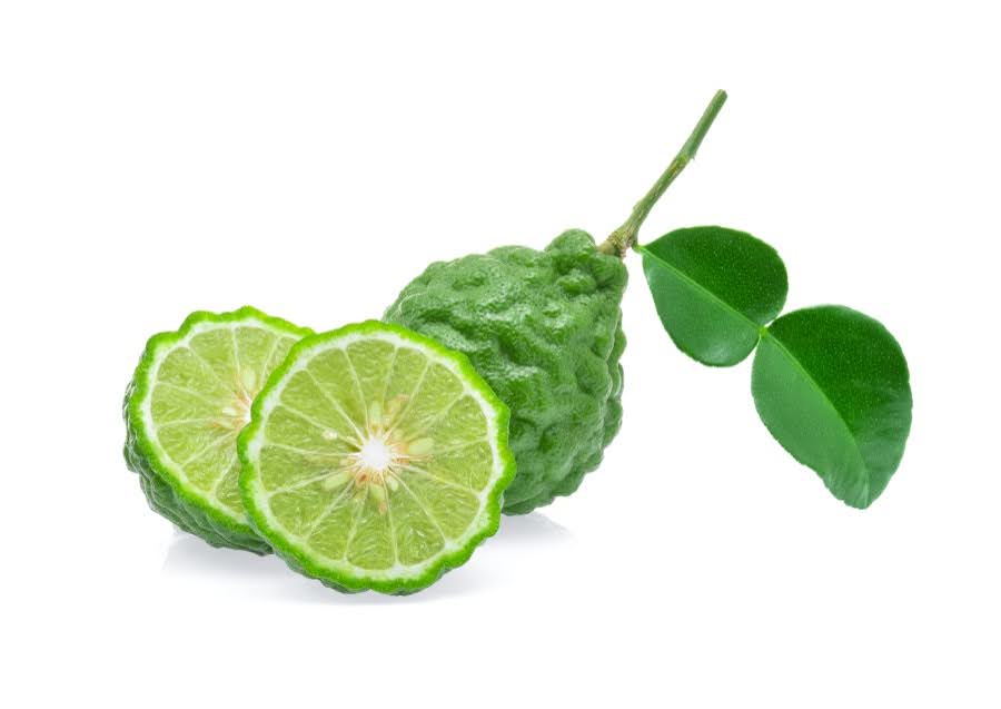 Bergamot ,Kaffir lime isolated on white background